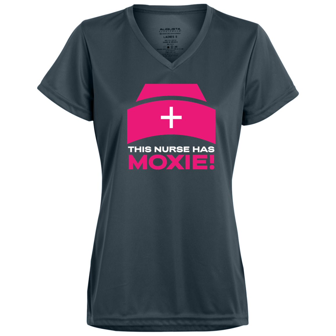 This Nurse Has Moxie Ladies Moisture-Wicking V-Neck Tee